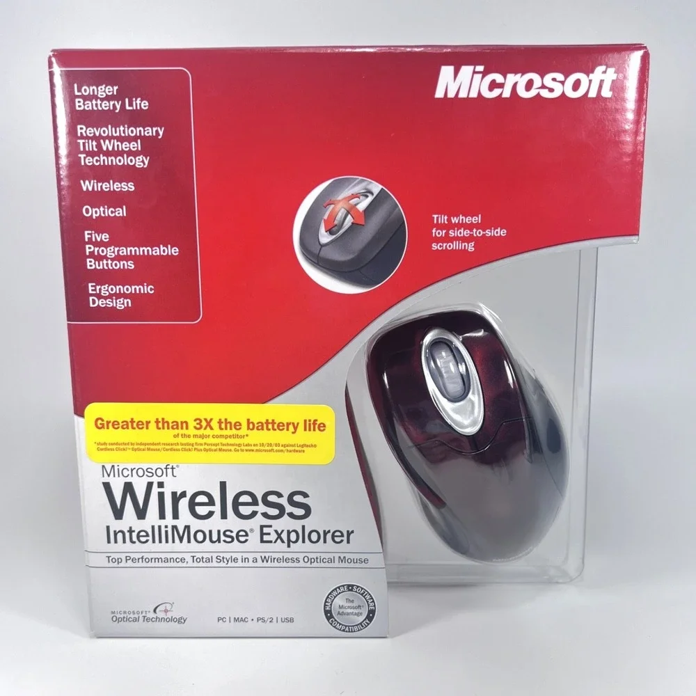 NIB Microsoft Wireless IntelliMouse Explorer M03-00069 Crimson Fire Open Box New
